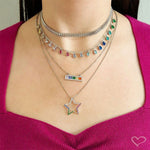 Choker Piuka Vivian Gotas Zircônias Coloridas Folheada em Ródio Branco - Piuka