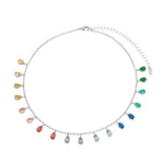 Choker Piuka Vivian Gotas Zircônias Coloridas Folheada em Ródio Branco - Piuka