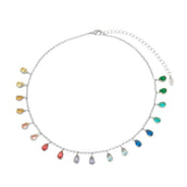 Choker Piuka Vivian Gotas Zircônias Coloridas Folheada em Ródio Branco - Piuka