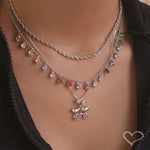 Choker Piuka Vivian Gotas Zircônias Coloridas Folheada em Ródio Branco - Piuka
