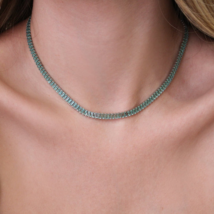 Choker Riveira Taylor Zircônias Turmalina Folheada em Ródio Branco