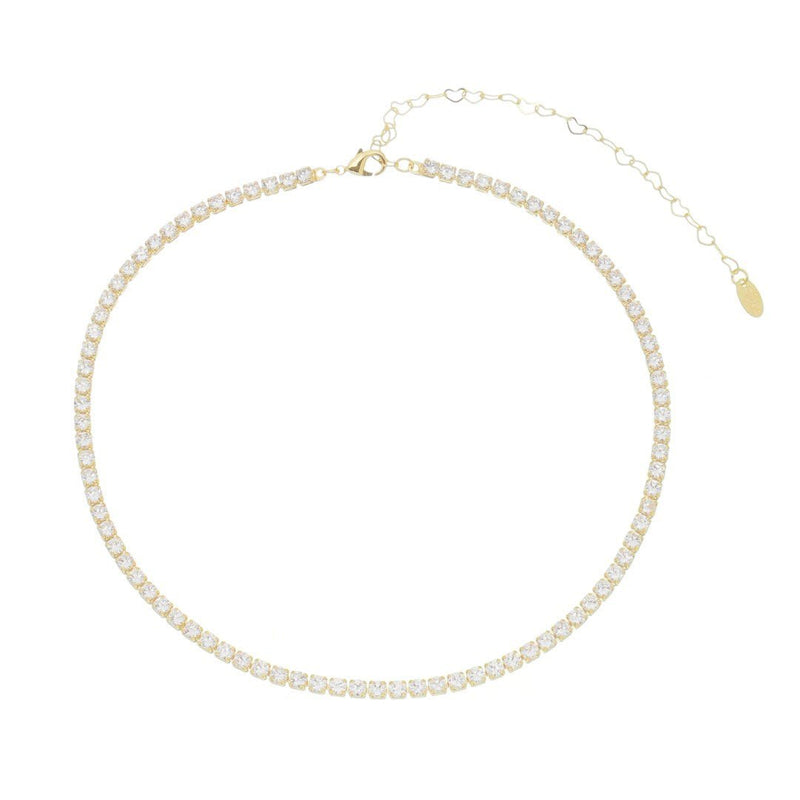 Choker Riviera Zircônias Pequena Cristal Folheada a Ouro 18k Chiara - Piuka