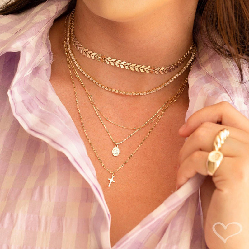 Choker Riviera Zircônias Pequena Cristal Folheada a Ouro 18k Chiara - Piuka