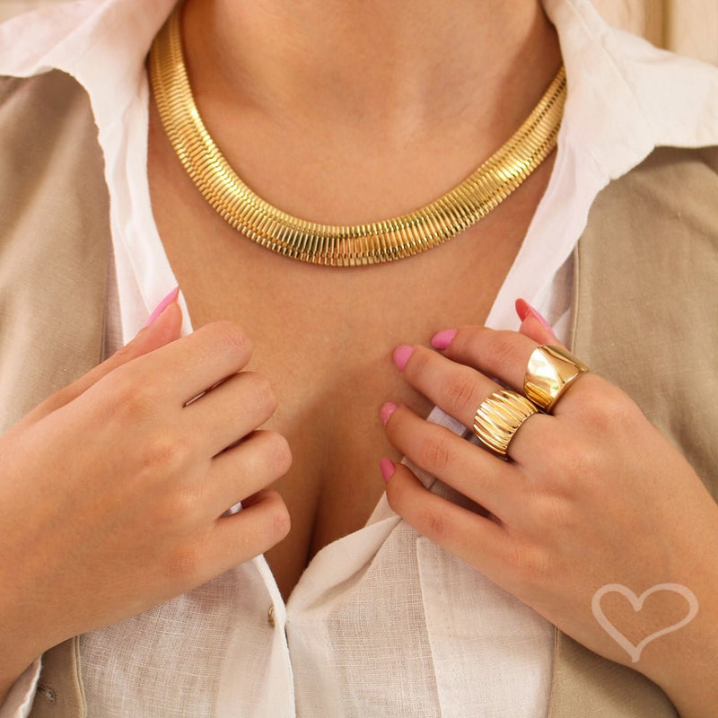 Choker Serena Malha Relógio Folheada a Ouro 18k - Piuka