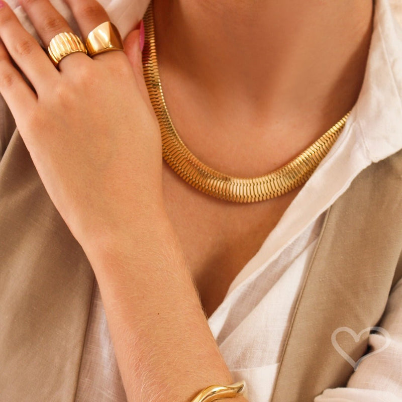 Choker Serena Malha Relógio Folheada a Ouro 18k - Piuka