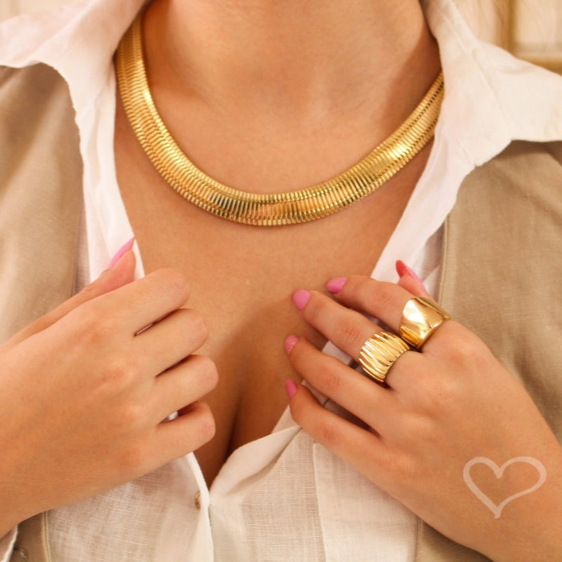 Choker Serena Malha Relógio Folheada a Ouro 18k - Piuka