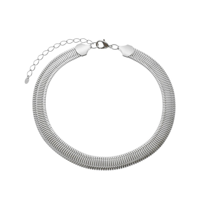 Choker Serena Malha Relógio Folheada em Ródio Branco - Piuka