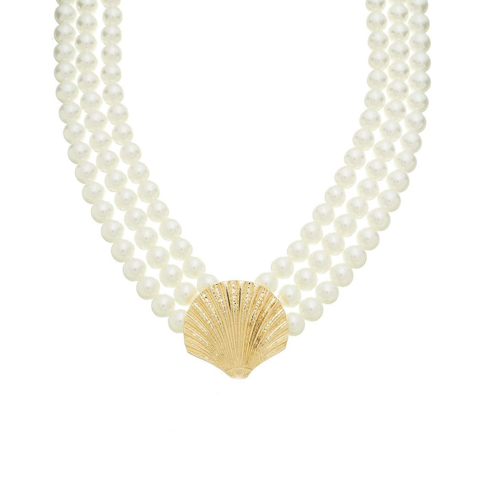 Choker Tripla Antonella Concha Pérolas Murano Folheada a Ouro 18k