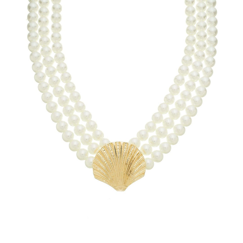 Choker Tripla Antonella Concha Pérolas Murano Folheada a Ouro 18k - Piuka
