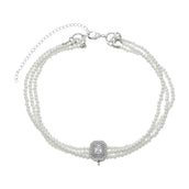 Choker Tripla Isabella Pérolas Zircônias Folheada em Ródio Branco - Piuka