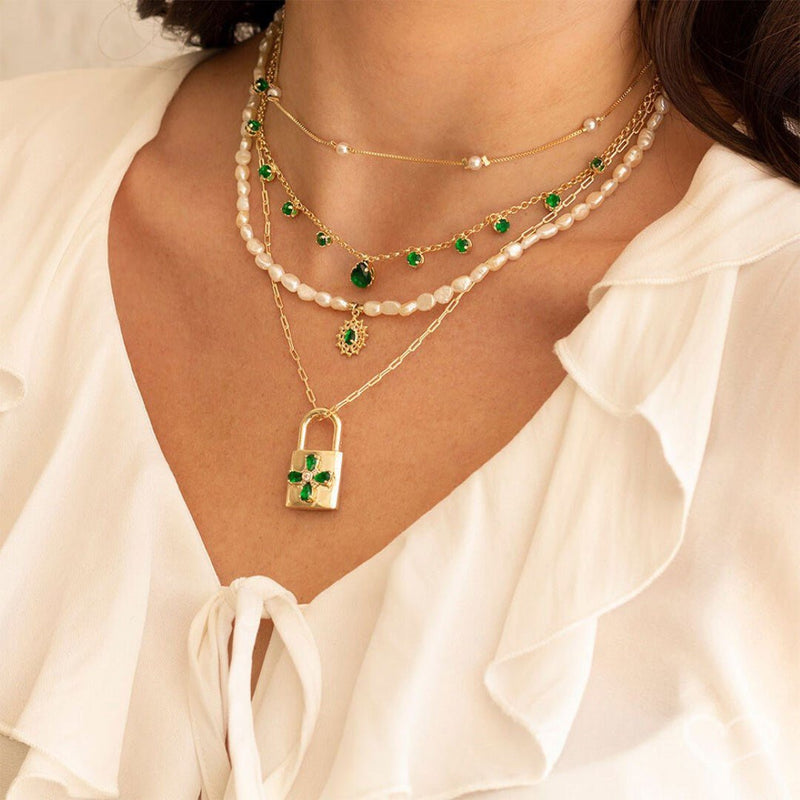 Choker Zircônias Esmeralda Folheada a Ouro 18k Muriel - Piuka
