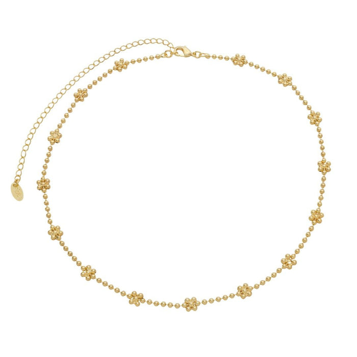 Choker Zizi Mini Flores Metal Folheada a Ouro 18k