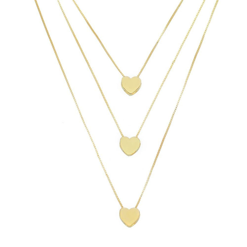 Colar 3 Voltas Dory Coração Folheado a Ouro 18k - Piuka