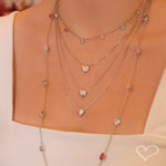 Colar 3 Voltas Dory Coração Folheado em Ródio Branco - Piuka