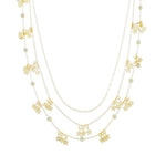Colar 3 Voltas Lika Mini Estrelas e Pérolas Folheado a Ouro 18k - Piuka