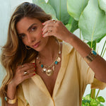 Colar Amuletos Lorena Howlita Turquesa Folheado a Ouro 18k - Piuka