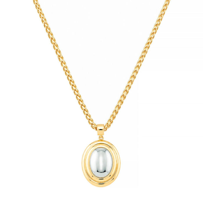 Colar Cecilia Oval Folheado a Ouro 18k e Folheado em Ródio Branco