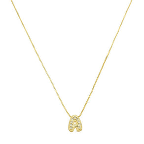 Colar com Mini Letra Inicial Zircônias Folheado a Ouro 18k - Piuka