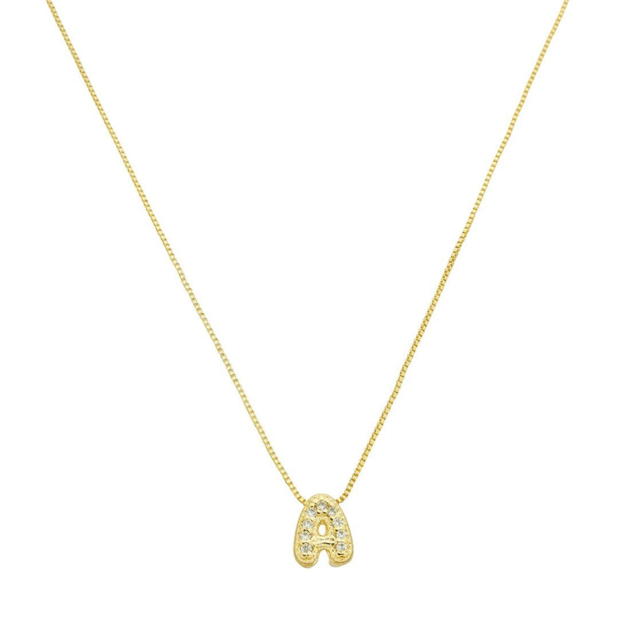 Colar com Mini Letra Inicial Zircônias Folheado a Ouro 18k - Piuka