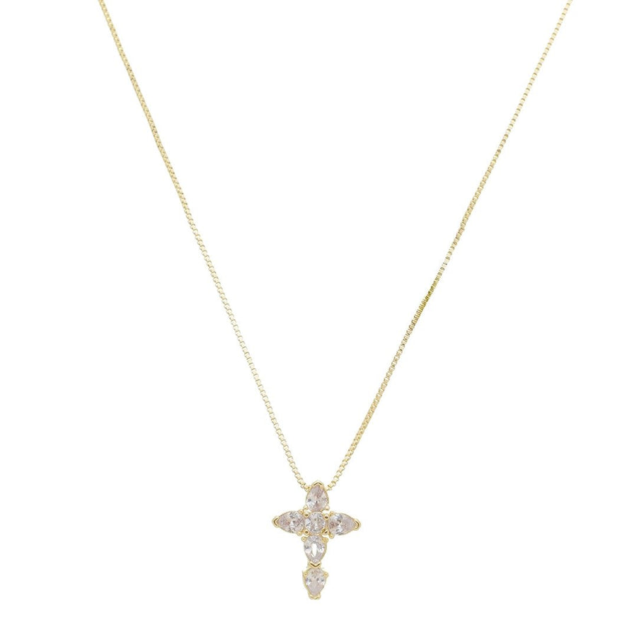 Colar Cruz Zircônias Folheado a Ouro 18k - Piuka