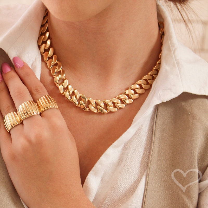 Colar Curto Alana Elos Folheado a Ouro 18k - Piuka