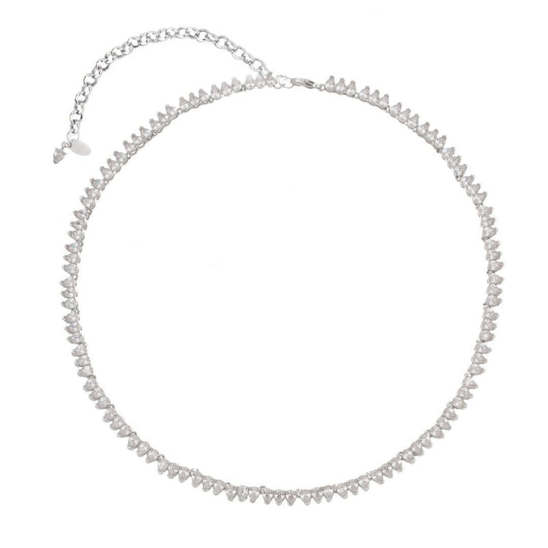 Colar Curto Celina Riviera Zircônias Gota Cristal Folheado em Ródio Branco - Piuka
