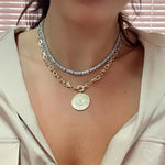 Colar Curto Celina Riviera Zircônias Gota Cristal Folheado em Ródio Branco - Piuka