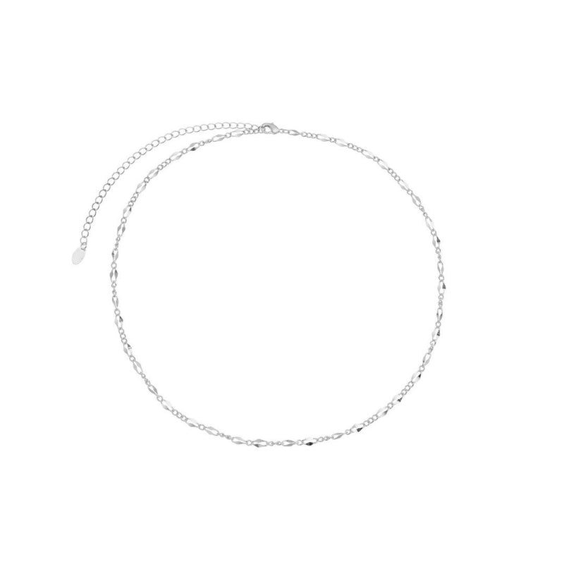 Colar Curto Júlia Mini Elos Folheado em Ródio Branco - Piuka