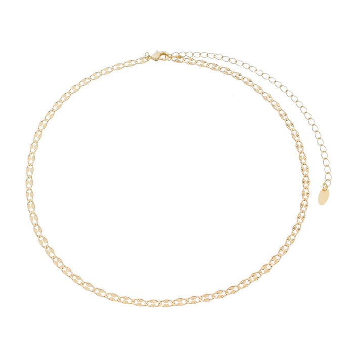 Colar Curto Linda Elos Diamantados Folheado a Ouro 18k