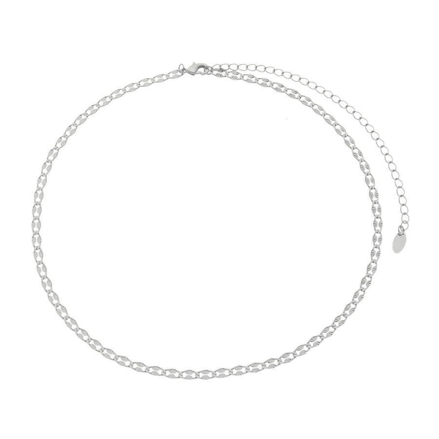 Colar Curto Linda Elos Diamantados Folheado em Ródio Branco - Piuka