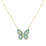 Colar de Borboleta Cecil Zircônia Azul Folheado a Ouro 18k - Piuka