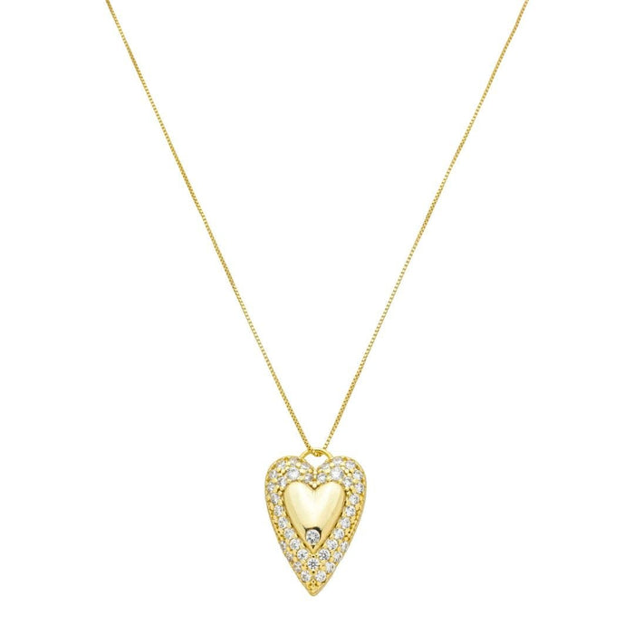 Colar de Coração Fran Zircônias Folheado a Ouro 18k