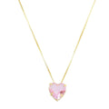 Colar de Coração Hcc Zircônia Rosa Folheado a Ouro 18k - Piuka
