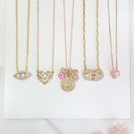 Colar de Coração Zircônia Rosa Junny Folheado a Ouro 18k - Piuka