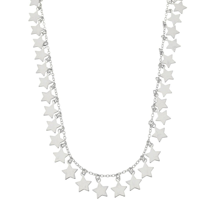 Colar de Estrelas Mira Folheado em Ródio Branco