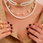 Colar de Pérolas Margaret Folheado a Ouro 18k - Piuka