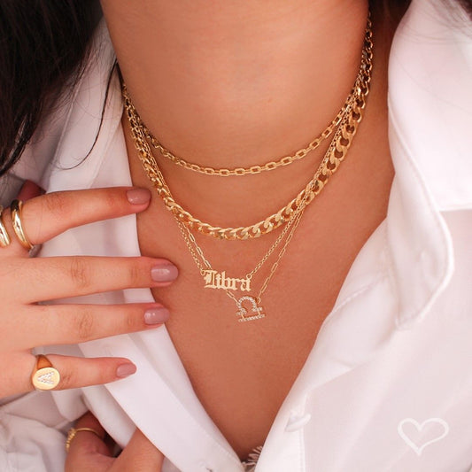 Colar de Signos Manuscrito Folheado a Ouro 18k - Piuka