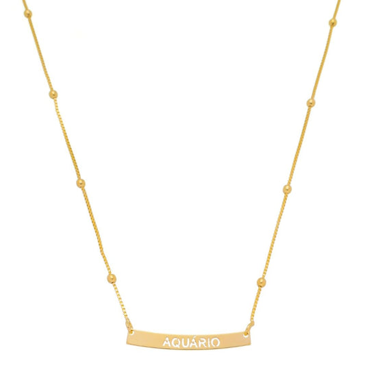 Colar de Signos Plaquinha Folheado a Ouro 18k - Piuka
