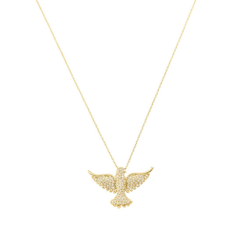 Colar Divino Espírito Santo Zircônias Folhado a Ouro 18k - Piuka