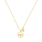 Colar Espírito Santo Círculo Mini Coração Elos Folheado a Ouro 18k - Piuka