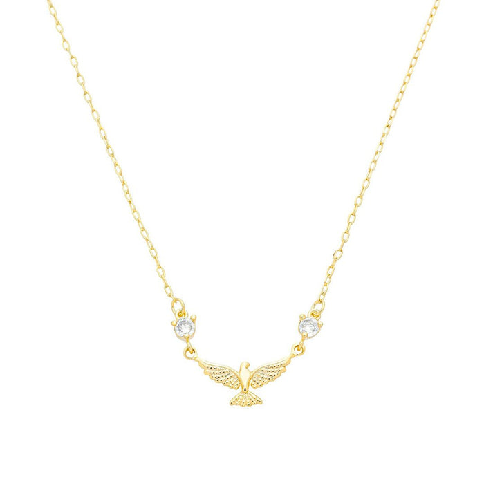 Colar Espiríto Santo Zircônias Folheado a Ouro 18k