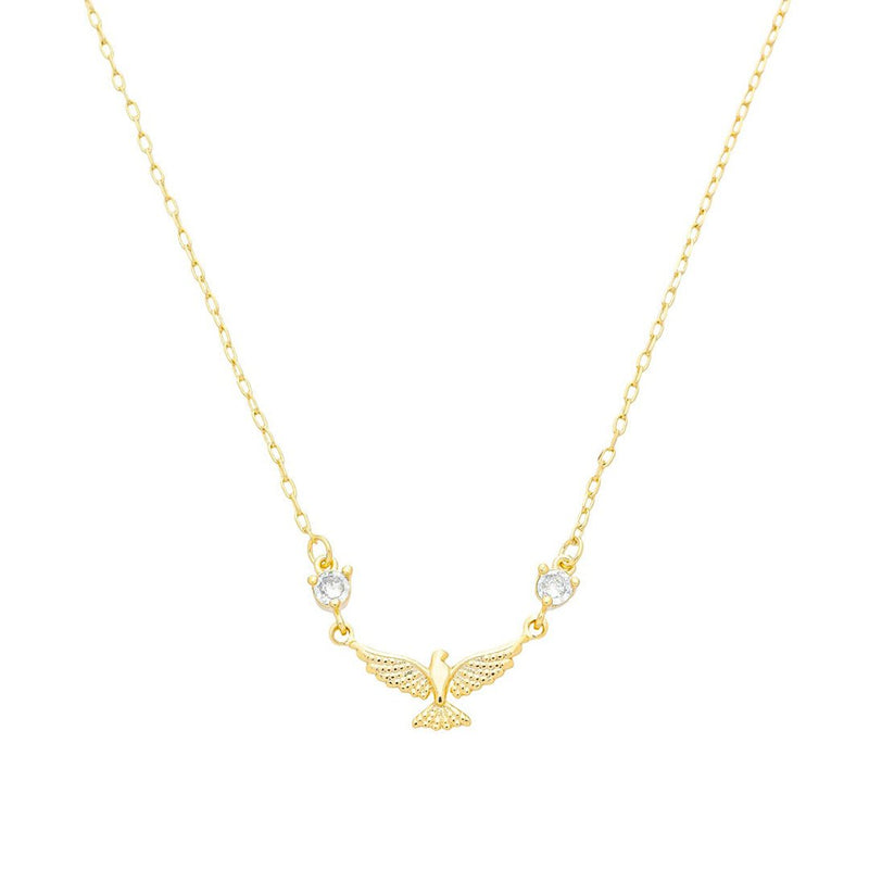 Colar Espiríto Santo Zircônias Folheado a Ouro 18k - Piuka