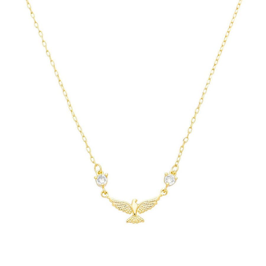 Colar Espiríto Santo Zircônias Folheado a Ouro 18k - Piuka