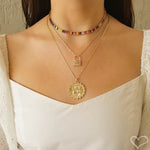 Colar Feminino Layla Cadeado Zircônias Coloridas Folheado a Ouro 18k - Piuka