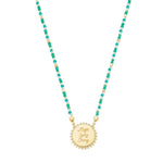 Colar Feminino Medalha Magic Lucky Strong Cristais Folheado a Ouro 18k - Piuka