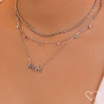 Colar Feminino Mom Zircônias Coloridas Folheado em Ródio Branco - Piuka