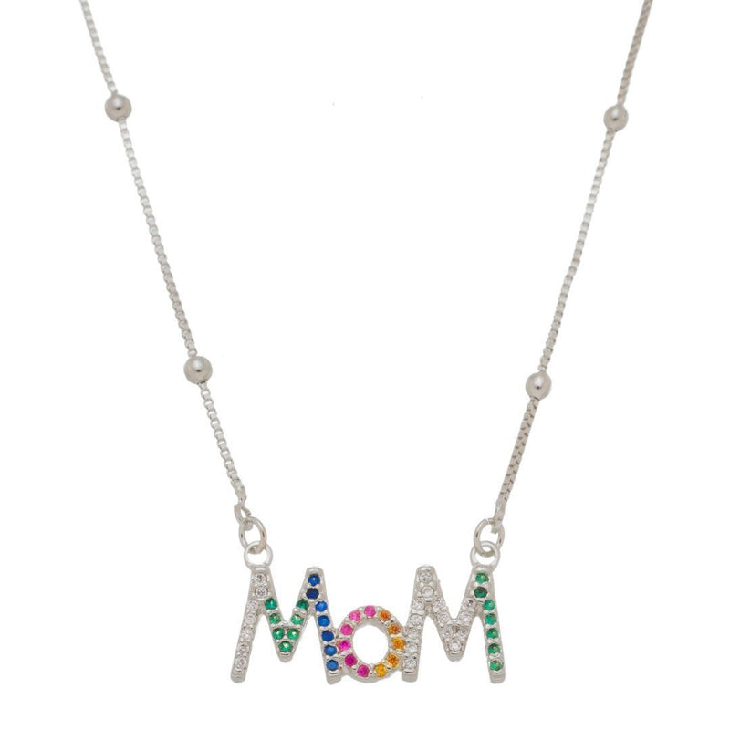 Colar Feminino Mom Zircônias Coloridas Folheado em Ródio Branco - Piuka