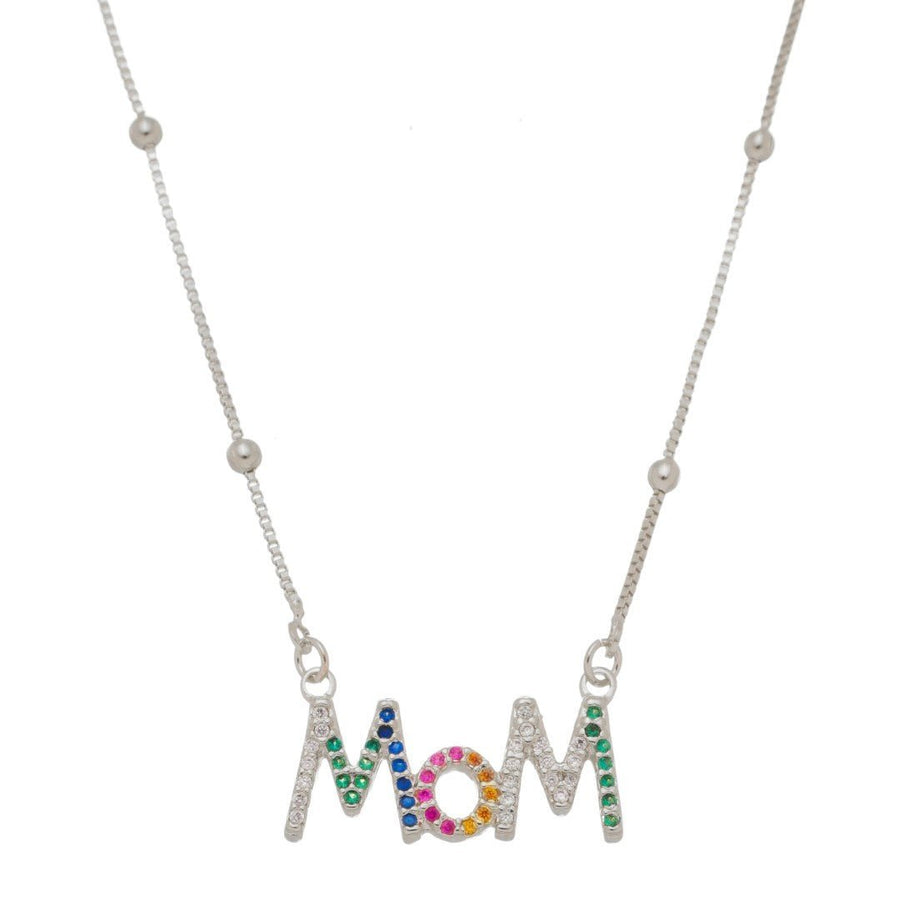 Colar Feminino Mom Zircônias Coloridas Folheado em Ródio Branco - Piuka