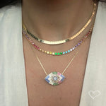 Colar Feminino Riviera Megan Zircônias Coloridas Folheada a Ouro 18k - Piuka