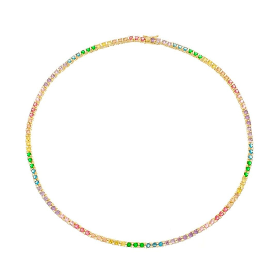 Colar Feminino Riviera Megan Zircônias Coloridas Folheada a Ouro 18k - Piuka